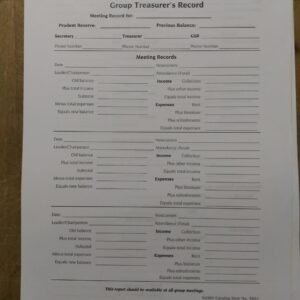 Group Treasurer's Record Pad